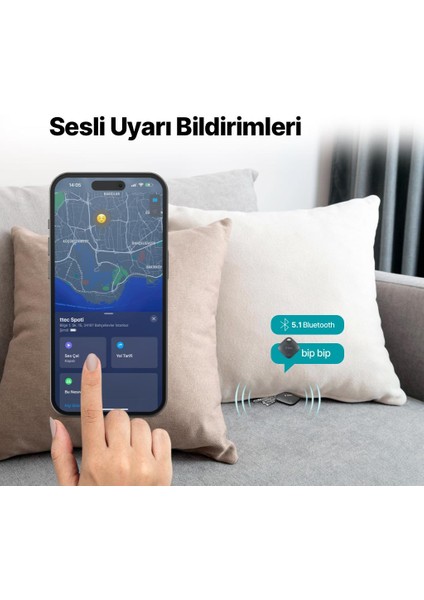 Spoti Apple Lisanslı Bul Uygulaması Uyumlu Sesli Uyarı Bildirimli Akıllı Takip Cihazı