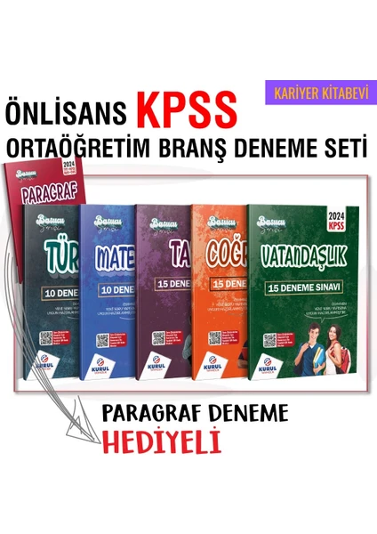 Kurul Yayıncılık 2024 KPSS Lise Önlisans Genel Yetenek Genel Kültür Tamamı Çözümlü Branş Denemeleri Seti