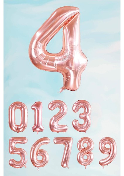 Rose Gold Rakam Folyo Balon Büyük Boy Rose Gold Sayı Balonlar 100CM 40INÇ 4