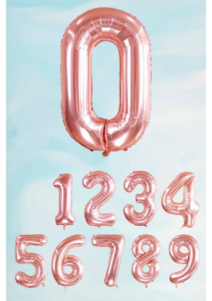 Rose Gold Rakam Folyo Balon Büyük Boy Rose Gold Sayı Balonlar 100CM 40INÇ 0