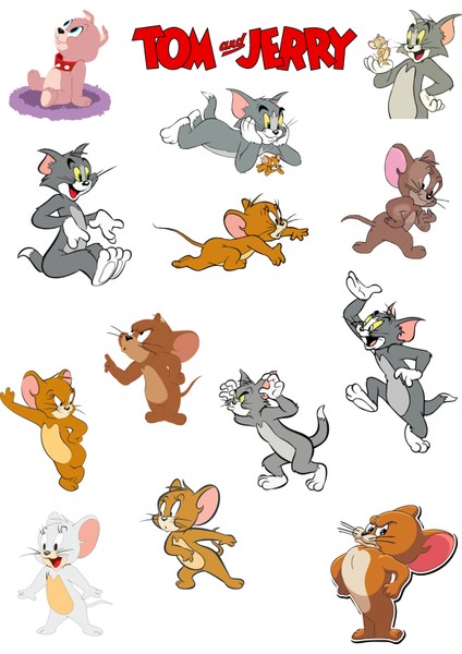 Fun Life 52 Parça Tom ve Jerry Şeffaf Sticker Seti