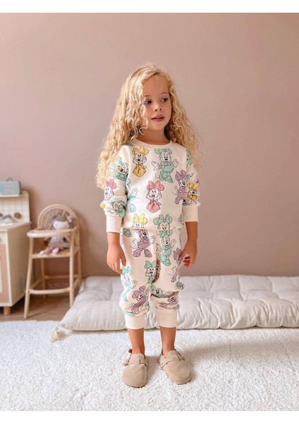 Minnie Baskılı Kız Çocuk Pijama Takımı