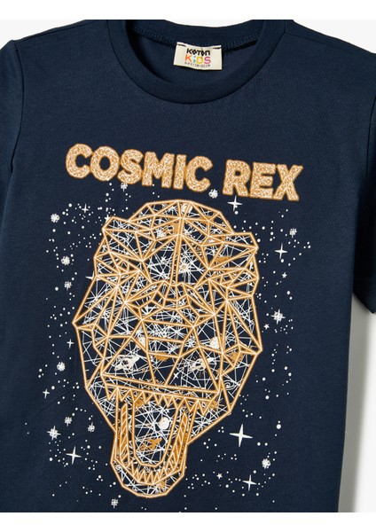 Baskılı Tişört Bisiklet Yaka Kısa Kollu Pamuklu modelleri