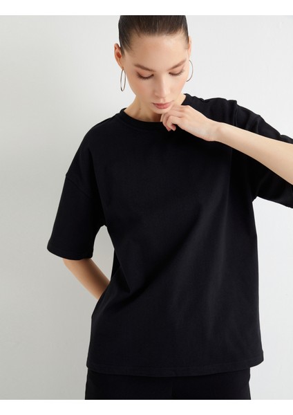 Basic Oversize Tişört Kısa Kollu Bisiklet Yaka Pamuklu fiyatları