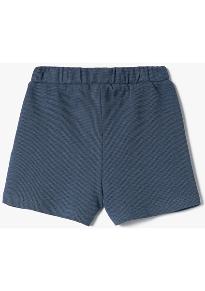 Basic Şort Beli Lastikli Dokulu Pamuklu