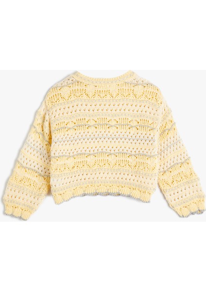 Crop Kazak Ajurlu Yuvarlak Yaka Uzun Kollu fiyatları