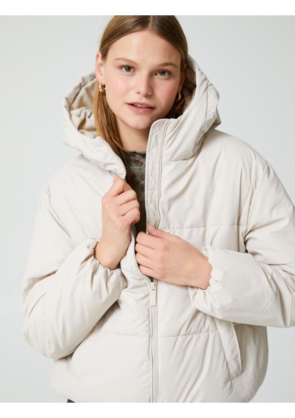 Kısa Şişme Mont Fermuarlı Kapüşonlu Cepli fiyatları