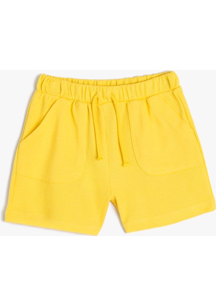 Basic Şort Beli Lastikli Cep Detaylı Dokulu Pamuklu