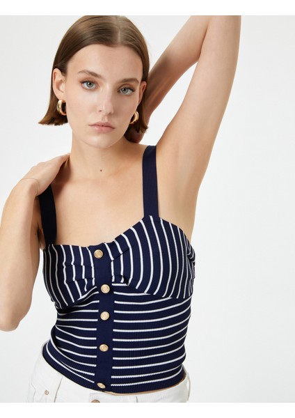 Askılı Atlet Gold Düğme Detaylı Drapeli