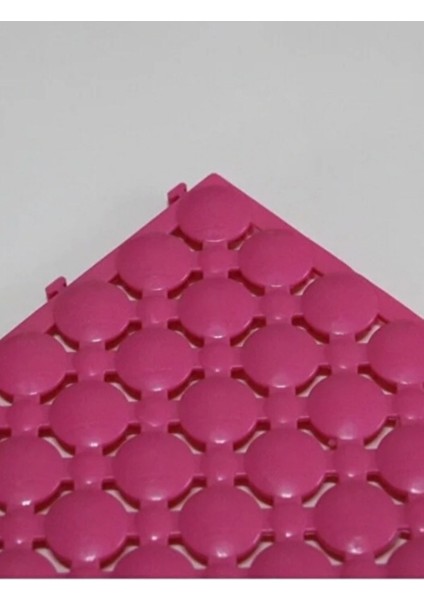 4 Adet 33 x 33 x 1,5 cm Ortopedik Plastik Yer Karosu, Geçkili Paspas, Islak Zemin Izgarası, Pembe