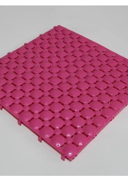 4 Adet 33 x 33 x 1,5 cm Ortopedik Plastik Yer Karosu, Geçkili Paspas, Islak Zemin Izgarası, Pembe