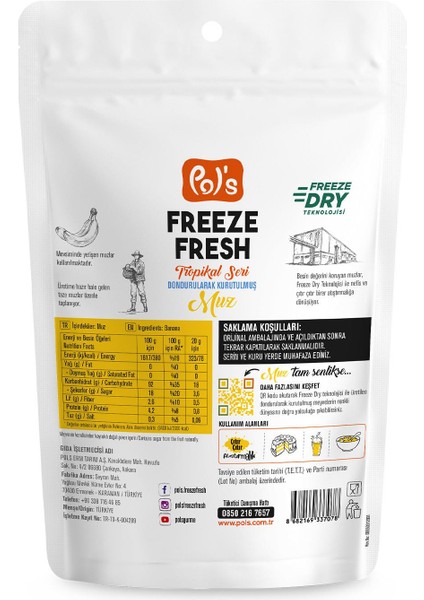 Freeze Fresh Tropikal Seri Ananas 20 G, Mango 20 G, Muz 20 G Freeze Dry Dondurularak Kurutulmuş Meyve