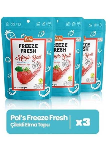 Freeze Fresh Magic Ball Çilekli Elma Topu 16 gr X3 Adet