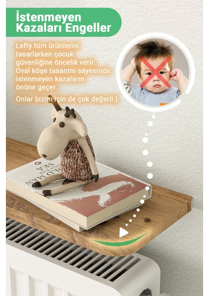 Riv Montajsız Petek Üstü Uçan Raf Dresuar Kalorifer Peteği Rafı Kitaplık 80X18 cm Çam Oval Kesim