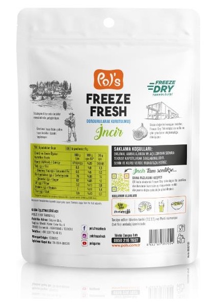 Pol's Freeze Fresh İncir 20 g x 7 Adet Freeze Dry Dondurularak Kurutulmuş Meyve