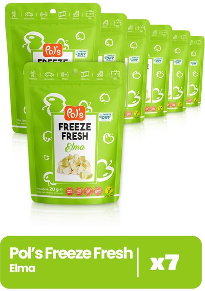 Pol's Freeze Fresh Elma 20 g x7 Adet Freeze Dry Dondurularak Kurutulmuş Meyve