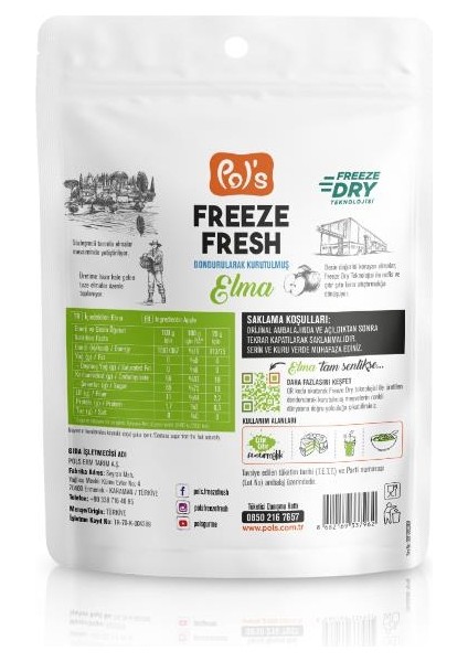 Pol's Freeze Fresh Elma 20 g x7 Adet Freeze Dry Dondurularak Kurutulmuş Meyve