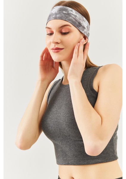 Batik Gri Kadın Pamuklu Penye, Kaymaz, Terletmez, Ultra Hafif, Spor Saç Bandı Bandana Trendy Renkler