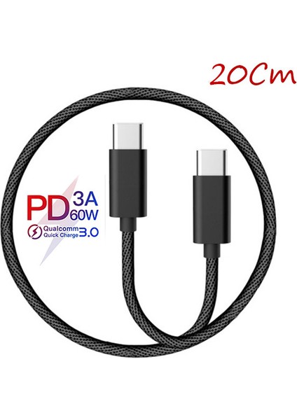 Type-C -To Type C 60W QC3.0A Hızlı 0.20CM Kısa Şarj Kablosu