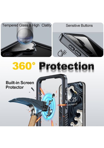 Samsung Galaxy S23 Fe Kılıf Su Geçirmez 360 Waterproof Toz Geçirmez Armor Tank Tam Lens Koruma Ip-68