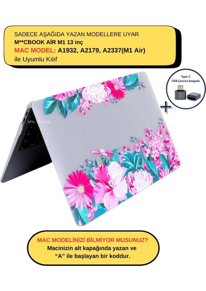 Macbook Air M1 Kılıf 13inç A1932 A2179 A2337 ile Uyumlu Kristal Flower07NL