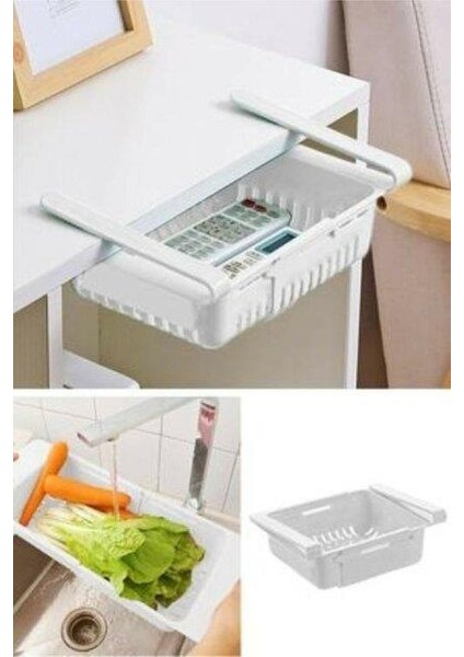 Rafa Takılan Raf Heryere Uyar 1 Adet Buzdolabı Dolap Içi Düzenleyici Sepet Çekmece Asılabilir Raf