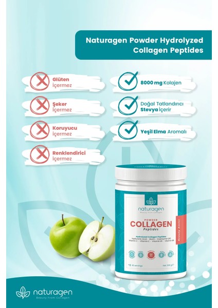 Collagen Powder Yeşil Elma Aromalı 300 gr