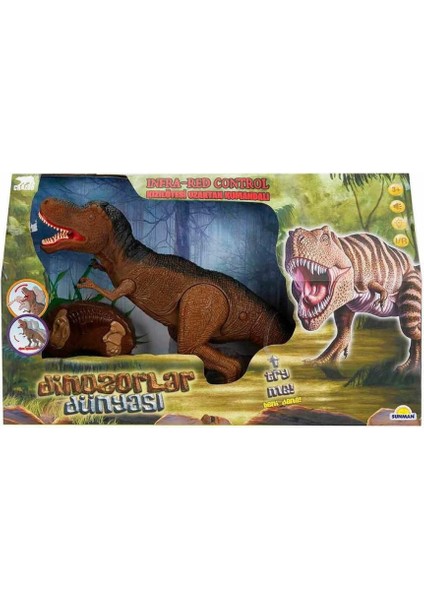 Infrared Kumandalı Sesli ve Işıklı Hareketli Dinozor - Yubi Oyuncak