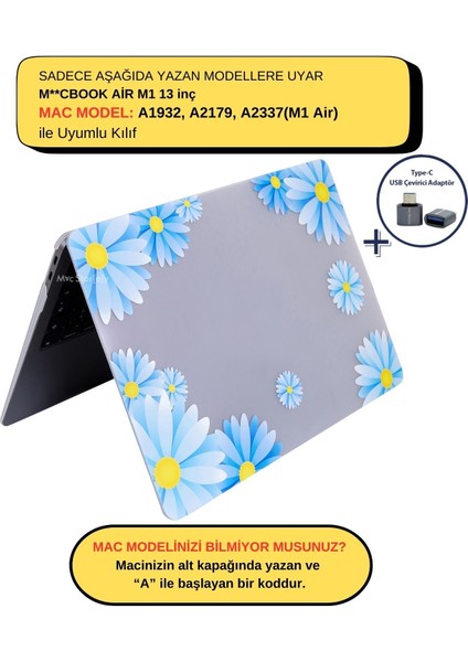 Macbook Air M1 Kılıf 13inç A1932 A2179 A2337 ile Uyumlu Kristal Flower07NL