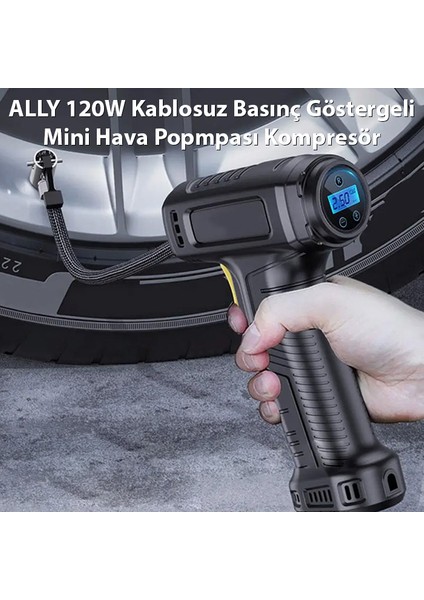 Ally 120W Kablosuz Basınç Göstergeli Mini Hava Popmpası Kompresör