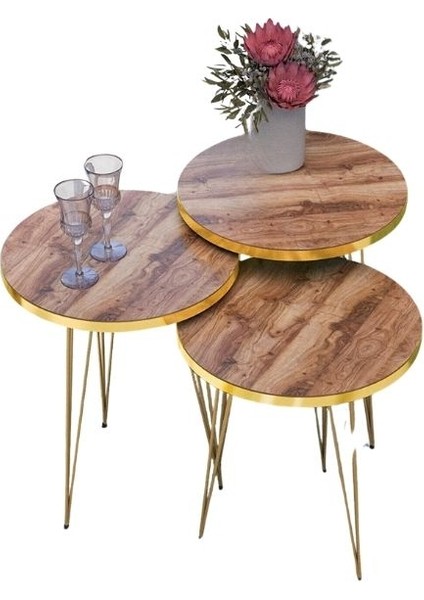 Zigon Sehpa Gold Ceviz Tel 1099