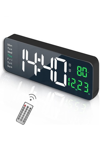 Tekno Trust Kumandalı Hd LED Ekranlı 39X13 cm Dijital Masa Duvar Saati Elektronik Saat Sıcaklık Tarih