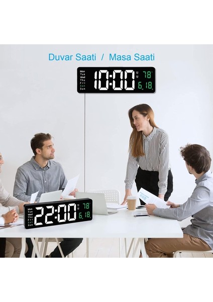 Tekno Trust Kumandalı Hd LED Ekranlı 39X13 cm Dijital Masa Duvar Saati Elektronik Saat Sıcaklık Tarih fırsatları