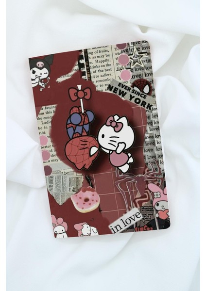 Retro Hello Kitty ve Spider Man Tasarımlı Tasarımlı A5 Çizgisiz Defter 60 Sayfa Model 2