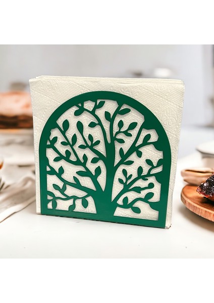 Hayat Ağacı Temalı Yeşil Metal Peçetelik modelleri