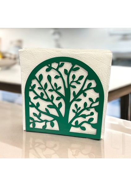 Hayat Ağacı Temalı Yeşil Metal Peçetelik indirimleri