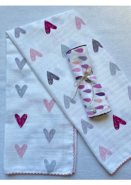 Müslin Battaniye 80X90 cm ( Çıtçıtlı Müslin Omuz Örtüsü / Mama Önlüğü Hediyeli)/ Müslin Örtü Bebek / Çocuk / Yenidoğan / Çok Amaçlı Müslin Bez / modelleri