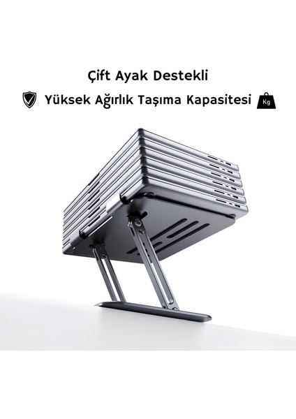 Hazır Kurulu Çelik Laptop Standı, Tüm Boyutlarda Laptop Uyumlu Sınırsız Açıda Ayarlanır Yükseltici