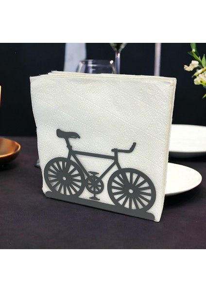 Bisiklet Temalı Siyah Metal Peçetelik