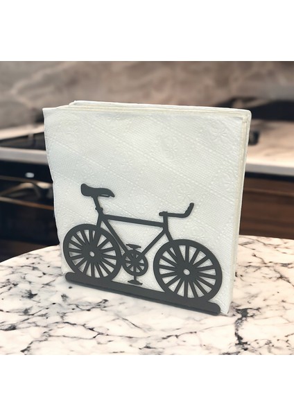 Bisiklet Temalı Siyah Metal Peçetelik