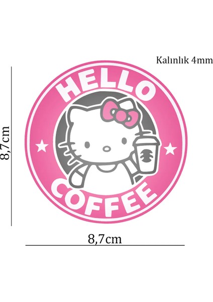 Hello Kitty Coffee Kaymaz Tabanlı Bardak Altlığı (8,7 Cm)