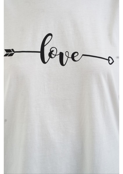 Ekru Love Baskılı Tshirt modelleri