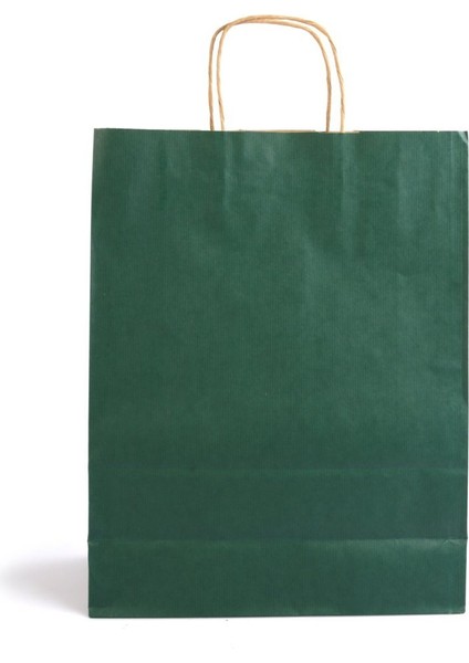 Büküm Saplı Kraft Kağıt Çanta Koyu Yeşil 25X12X31(25'LI)