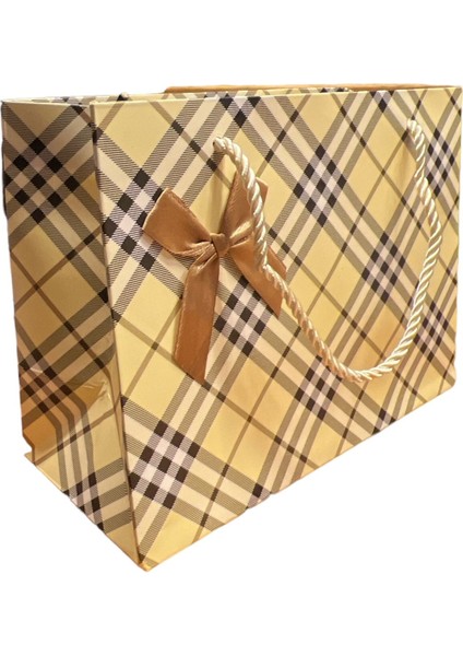 Karton Çanta Sarı Ekoseli 45X34X18CM(206-2)