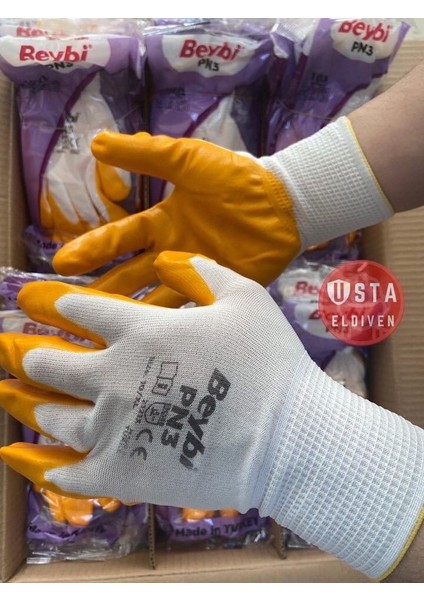 Pn3 Polyester Örme Nitril Eldiven Sarı Koli (288 Çift) fiyatları