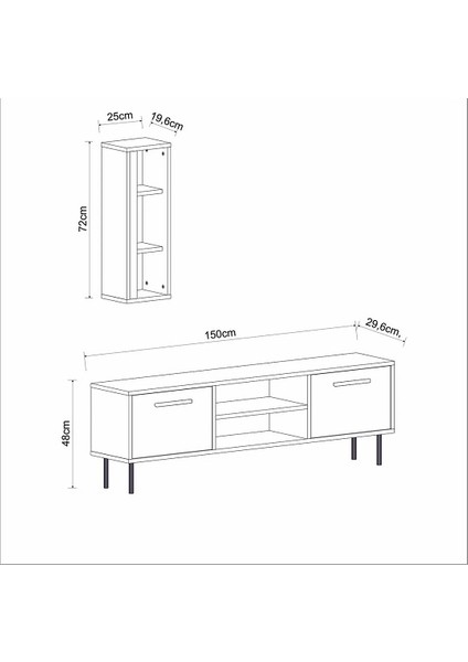 BMdekor Tv Ünitesi Cunda Ceviz LED Işıklı 150 cm fırsatları