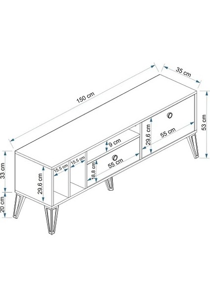 BMdekor Tv Sehpası Alfas Atlantikçam 150 cm