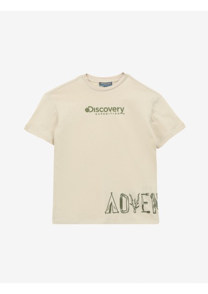 Baskılı Bej Erkek T-Shirt D4SB-TST3035