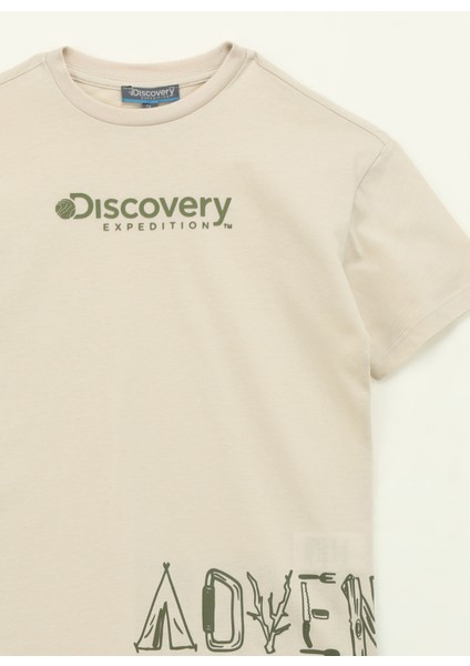 Baskılı Bej Erkek T-Shirt D4SB-TST3035 modelleri