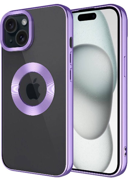 iPhone 15 - Uyumlu Kamera Korumalı Logo Gösteren Cepdesin Omega Kapak-Lila